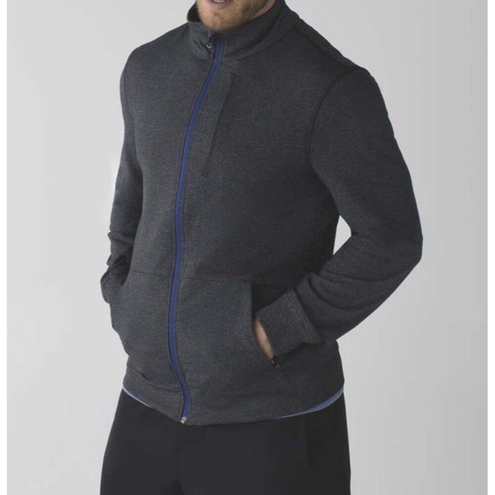 Lululemon Men’s PrePost Jacket XL Heather Gray + Blue Full Zip Running 46” Chest